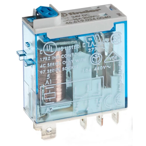 Miniatűr ipari relé 16A 1-v dugaszolós 24VDC monostabil IP40 46.61.9.024.0040 FINDER