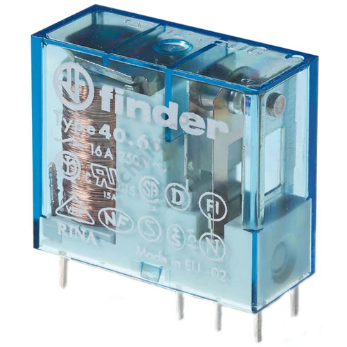 Miniatűr relé NYÁK/dugasz 16A 1-v 12VDC monostabil IP20 40.61.9.012.0000 FINDER