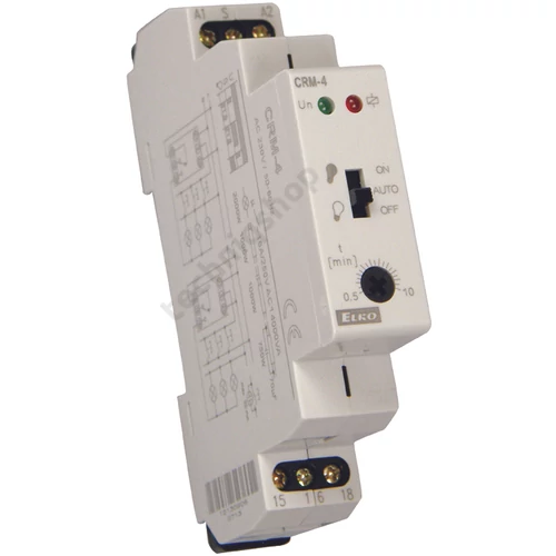 Lépcsőházi automata sorolható elektronikus 1v 0,5-10min-időzítés 16A 230V AC kalapsín CRM Elko EP