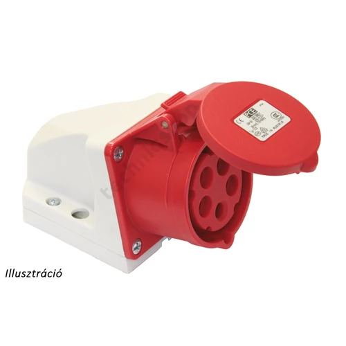 Ipari dugalj falra szerelhető 3P+E 16A 400V(50+60Hz) piros IP44 műanyag 6h-pozíció csavaros PCE
