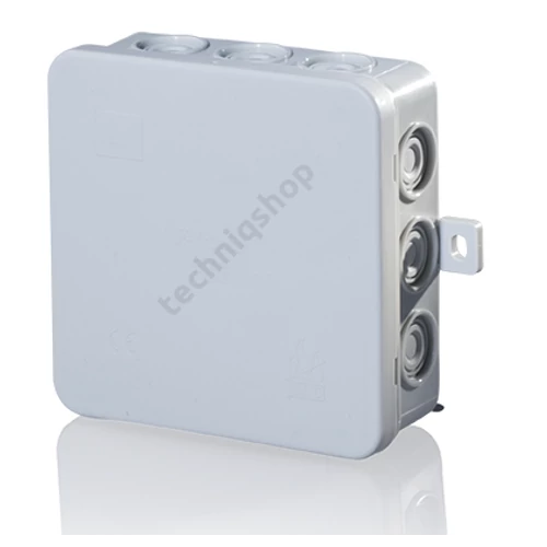 Kötődoboz falonkívüli 100mmx 100mmx 40mm szürke műanyag IP54 12 kábel/cső E114 F-TRONIC