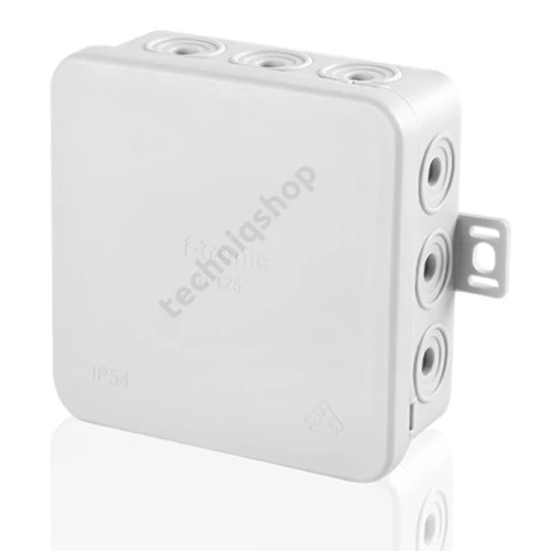 Kötődoboz falonkívüli 75mmx 75mmx 40mm szürke műanyag IP54 12 kábel/cső E125 F-TRONIC