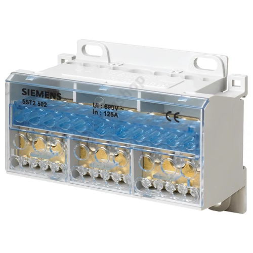 Sorkapoc elosztóblokk 4P 25..35mm2/4x16+7x10mm2 DIN-sínre 125A 5ST SIEMENS