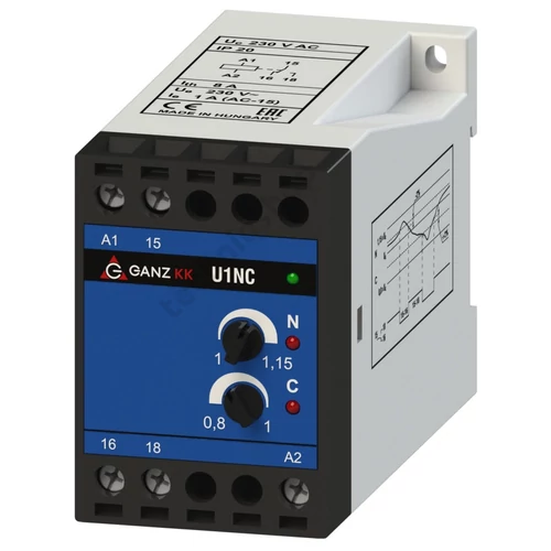 Feszültségvédelmi relé 1F+N aszimmetria/növekedés/csökkenés 1A/230V 740-8071-060 Ganz KK