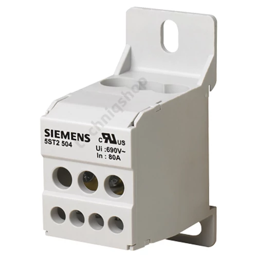 Sorkapoc elosztóblokk 1P 1x16mm2/8x10mm2 DIN-sínre 80A 5ST SIEMENS