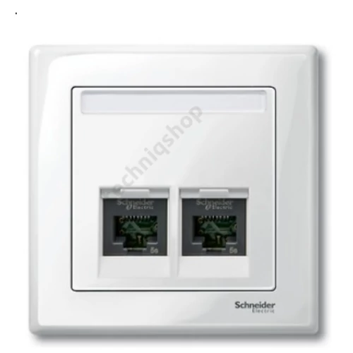 Merten-SM fedlap 2xRJ45 UAE/IAE (ISDN) központi fedlap műanyag fehér polárfehér Schneider