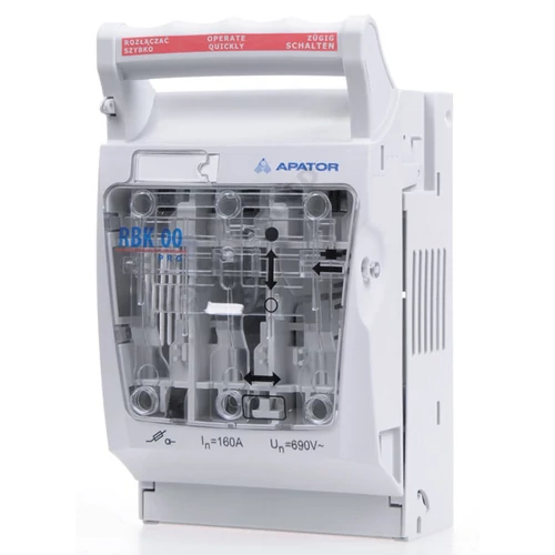 Biztosítós szakaszolókapcsoló NH00 3P 160A 690V ráépíthető RBK00pro-W Apator