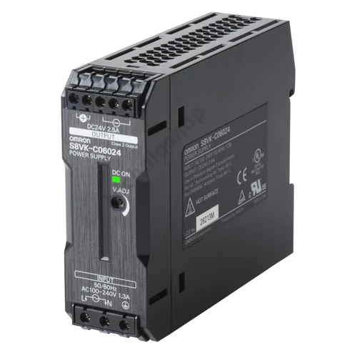 Kapcsolóüzemű DC tápegység 100-240VAC-be 90-350VDC-be 24VDC-ki 2.5A-ki 60W S8VK-C06024 OMRON