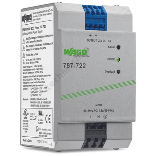 DC tápegység 85-264VAC-be 130-373VDC-be 22-28VDC-ki 5A-ki stabilizált 4M WAGO