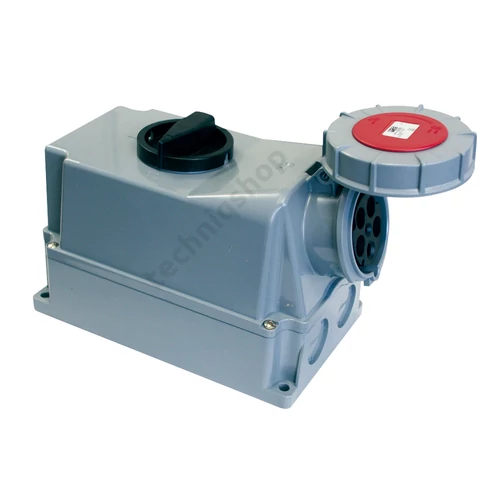 Ipari dugalj tokozott 3P+N+E mechanikai zár 63A IP67 5-pólus 400V(50+60Hz) piros műanyag-ház PCE