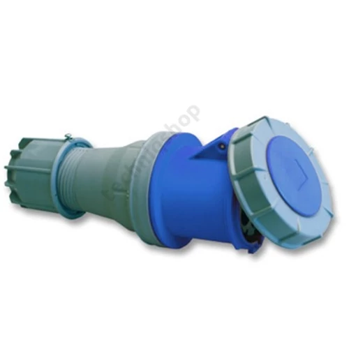 Ipari dugalj lengő 2P+E 63A 3P 230V(50+60Hz) kék egyenes IP67 műanyag 6h-pozíció PowerTwist PCE