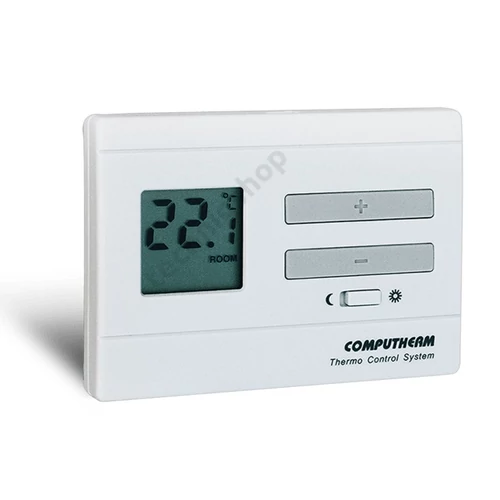 Szobatermosztát LCD +2xAA1,5V-elem digitális 5-40°C 8A 230V elektronikus fehér QUANTRAX