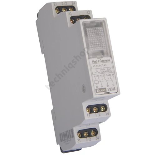 Installációs kontaktor sorolható mechanikus 16A 230-250V AC 3v 24V/ AC-műk. 1M 4000W/izzó Elko EP