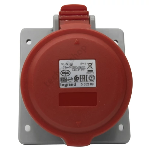 Ipari dugalj beépíthető 32A 5P 400V(50+60Hz) piros egyenes P17 Tempra PRO Dafbe-324k06 m LEGRAND