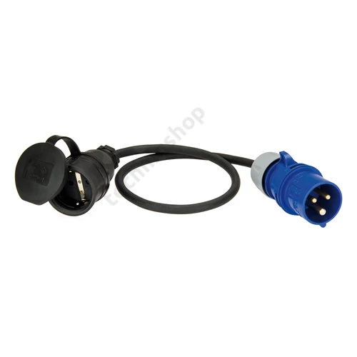 Ipari dugvilla lengő lakókocsi adapter 2P+E 16A 3P 230V(50+60Hz) kék IP44 műanyag csavaros PCE