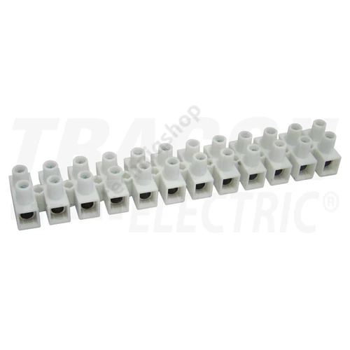 Sorkapocssáv darabolható 12P 16A 450V termoplaszt 2,5mm2/sokerű 2,5mm2/tömör fehér TRACON