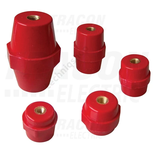 Támszigetelő 30mm M8 piros 1-pólus TRACON