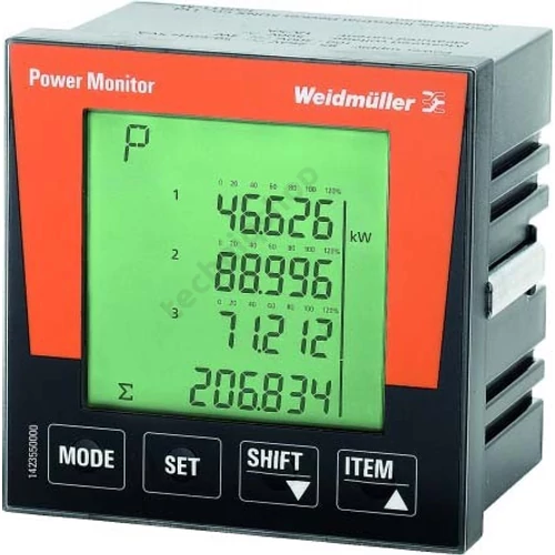 Multifunkciós teljesítménymérő 1/5A 96x96mm MODBUS A-mérő V-mérő POWER MONITOR Weidmüller