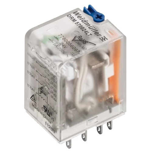 Csatolórelé 5A 4-v dugaszolós 21.6-31.2VDC monostabil IP20 DRM570024LT Weidmüller