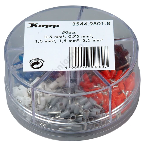 Érvéghüvely-készlet 0,5-2,5mm2 szigetelt érvéghüvely Kopp