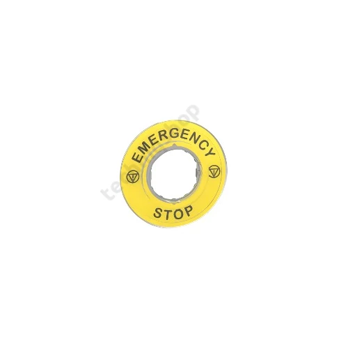 Felirati gyűrű EMERGENCY STOP sárga kerek 60mm-átmérő Harmony XB4/XB5 Schneider