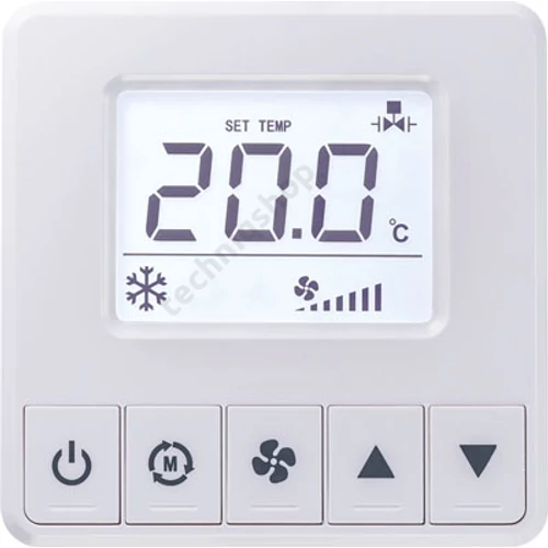 Termosztát FanCoil-hoz 5z ki/be érintk 5gomb LCD/fix felirat 5A/ 250V 1°C- 50°C LCF Thermokon