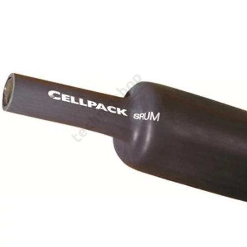 Zsugorcső fekete gyantás 6mm/ 2mm-átmérő 1m 3:1-zsugor közepes falú melegzsugor SRUM Cellpack