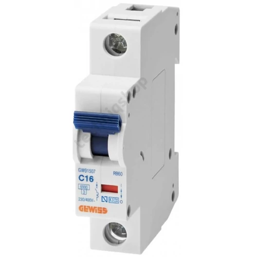 Kismegszakító 1P 32A C-jelleg 500V AC 6kA/60898 4.5kA/60947 RB60 GEWISS
