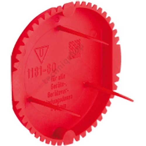 Szerelvénydoboz vakolófedél kerek 60mm-dobozátmérőhöz csavaros piros műanyag 60mm-átmérő KAISER
