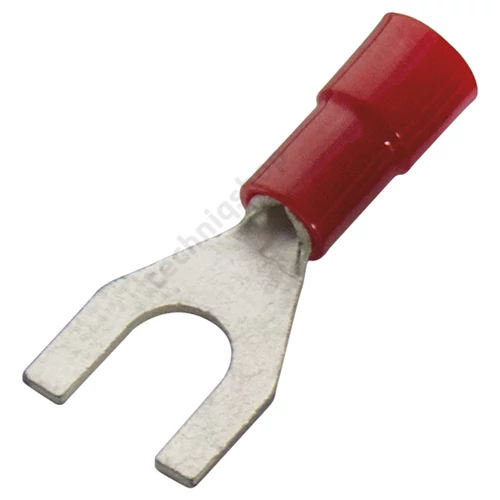 Villás saru DIN 46237 0.5-1,0mm2 4M/csavar villás-alakú PVC piros réz ónozott PV4 Haupa