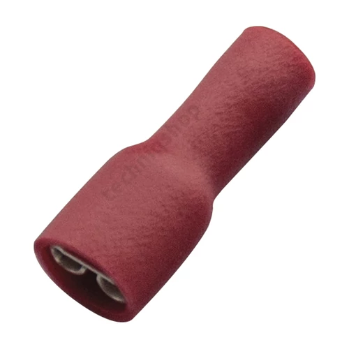 Csúszósaru 22mm hüvely teljesen szigetelt piros lapos 6,3x0,8 mm sárgaréz 0.5-1,0mm2 Haupa
