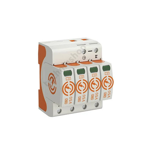 Túlfeszültség-levezető kombi 4P 1+2 TNC TN-S TN-C-S TN 230V/AC 350V/DC V50-B+C 4 OBO-BETTERMANN