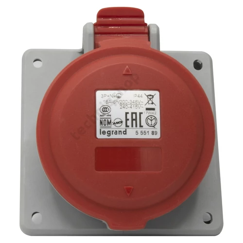 Ipari dugalj beépíthető 16A 5P 400V(50+60Hz) piros egyenes P17 Tempra PRO Dafbe-164k06 LEGRAND