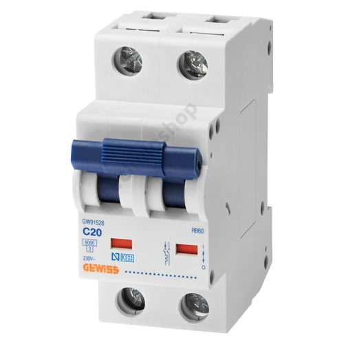 Kismegszakító 1P+N 16A C-jelleg 500V AC 6kA/60898 6kA/60947 RB60 GEWISS