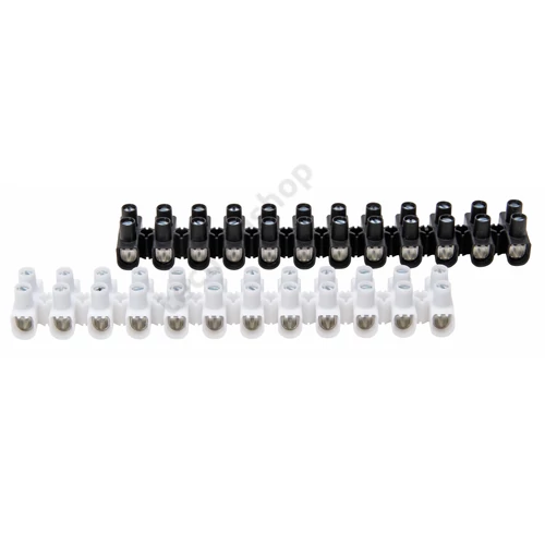Sorkapocssáv darabolható 12P 30A 450V termoplaszt 16mm2/sokerű 16mm2/tömör fekete csavaros Kopp