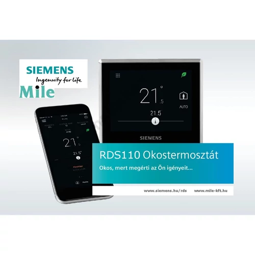 Okos szobatermosztát WiFi programozható színes LCD 2kimenet érzékelős falonkívüli RDS SIEMENS