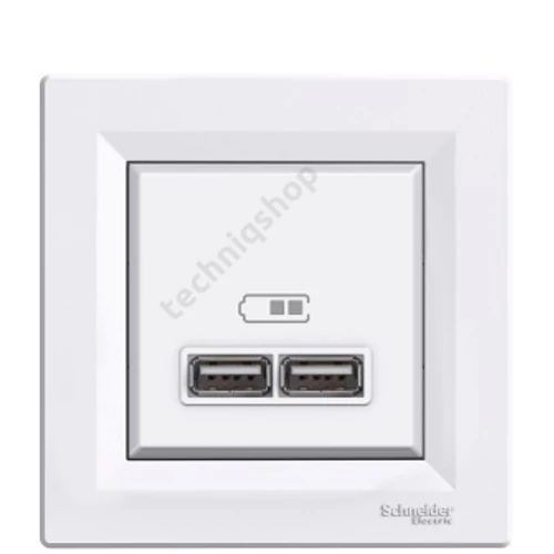 Asfora USB töltőaljzat A+A 2/ki 2100mA-max. 5V süllyesztett fehér Schneider