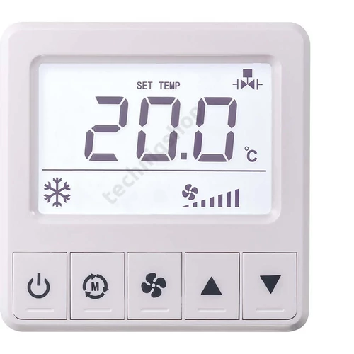 Termosztát FanCoil-hoz 5z ki/be 5gomb LCD/fix felirat 3A/ 250V LCF02 5DO RS485 Modbus Thermokon