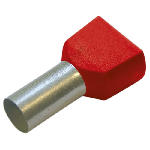 Érvéghüvely szigetelt iker 2x 1mm2 8mm piros Haupa