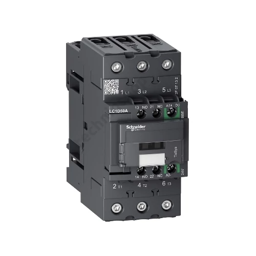 Kontaktor (mágneskapcsoló) EverLink 22kW/400VAC-3 3-Z 17-30VDC 1-z 1-ny csavaros TeSys LC1-D Schneid