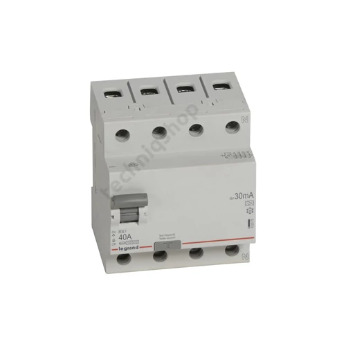 Áram-védőkapcsoló (Fi-relé) 4P 40A 0.03A A-típus 10kA analóg RX3 LEGRAND