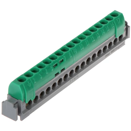 PE-sín 17P csavaros 16csatl./16mm2 1csatl./25mm2 kalapsínre Lexic LEGRAND