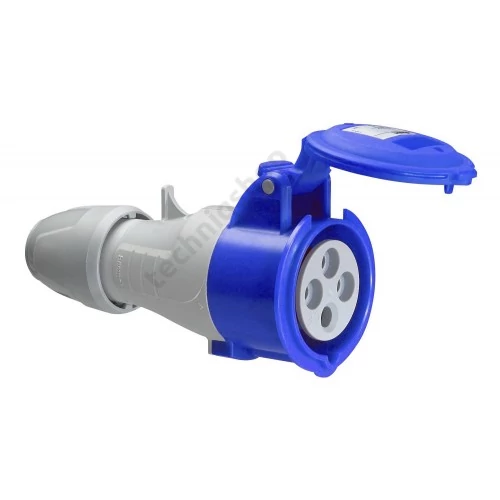 Ipari dugalj lengő 2P+E 16A 3P 200-250V(50+60Hz) kék egyenes IP44 műanyag P17 Tempra LEGRAND