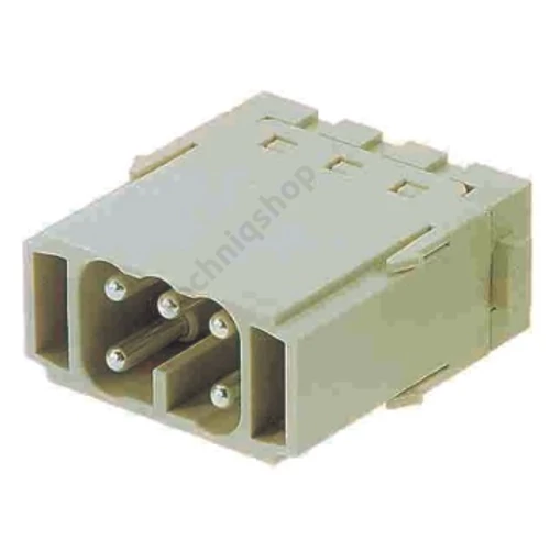Ipari csatlakozó betét modul apa 5P 16A 400V rugószorításos csapos Han 5MOD ES HARTING
