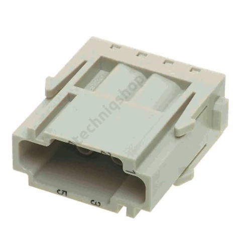 Ipari csatlakozó betét modul apa 6P 16A 500V krimpelt csapos Han 6MOD E HARTING