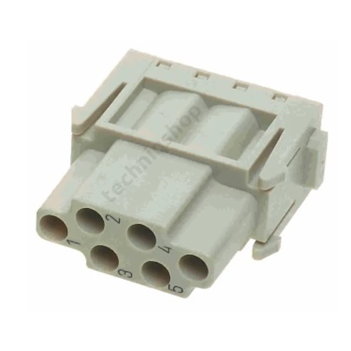 Ipari csatlakozó betét modul anya 6P 16A 500V krimpelt hüvely Han 6MOD E HARTING