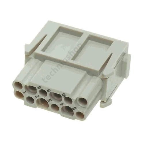 Ipari csatlakozó betét modul anya 12P 10A 250V krimpelt hüvely Han 12MOD DD HARTING