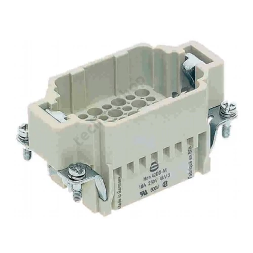 Ipari csatlakozó betét apa 42P 10A 250V krimpelt csapos termoplaszt-betét Han 42DD-STI-C HARTING