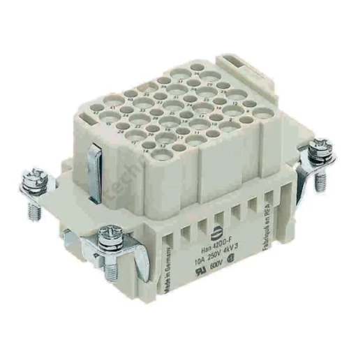 Ipari csatlakozó betét anya 42P 10A 250V krimpelt hüvely termoplaszt-betét Han 42DD-BU-C HARTING