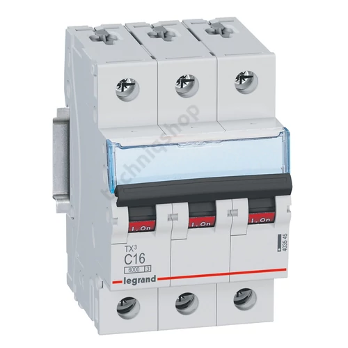 Kismegszakító 3P 16A C-jelleg 400V AC 10kA/60898 TX3 LEGRAND